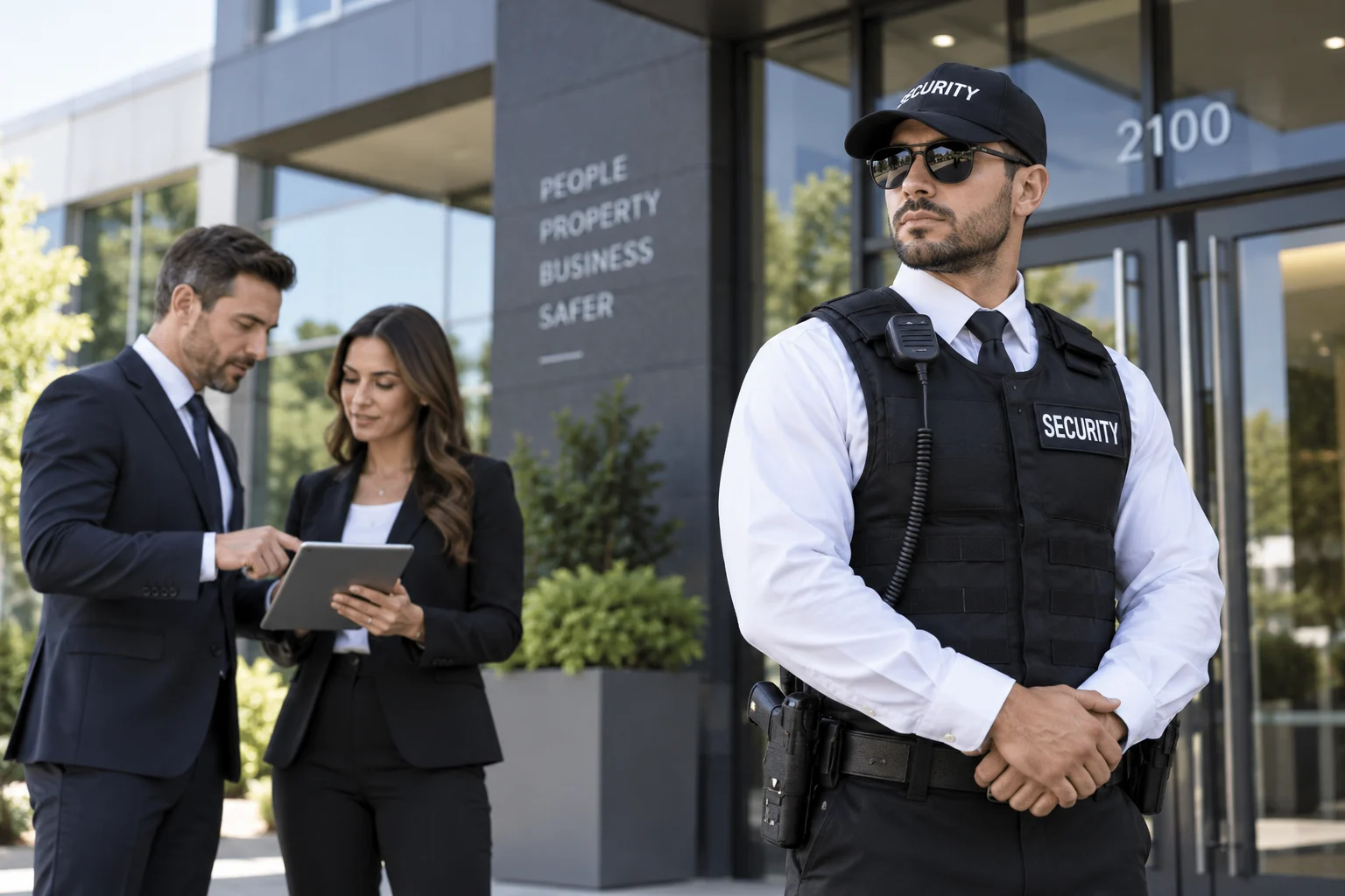 Licensed security guard protecting business property