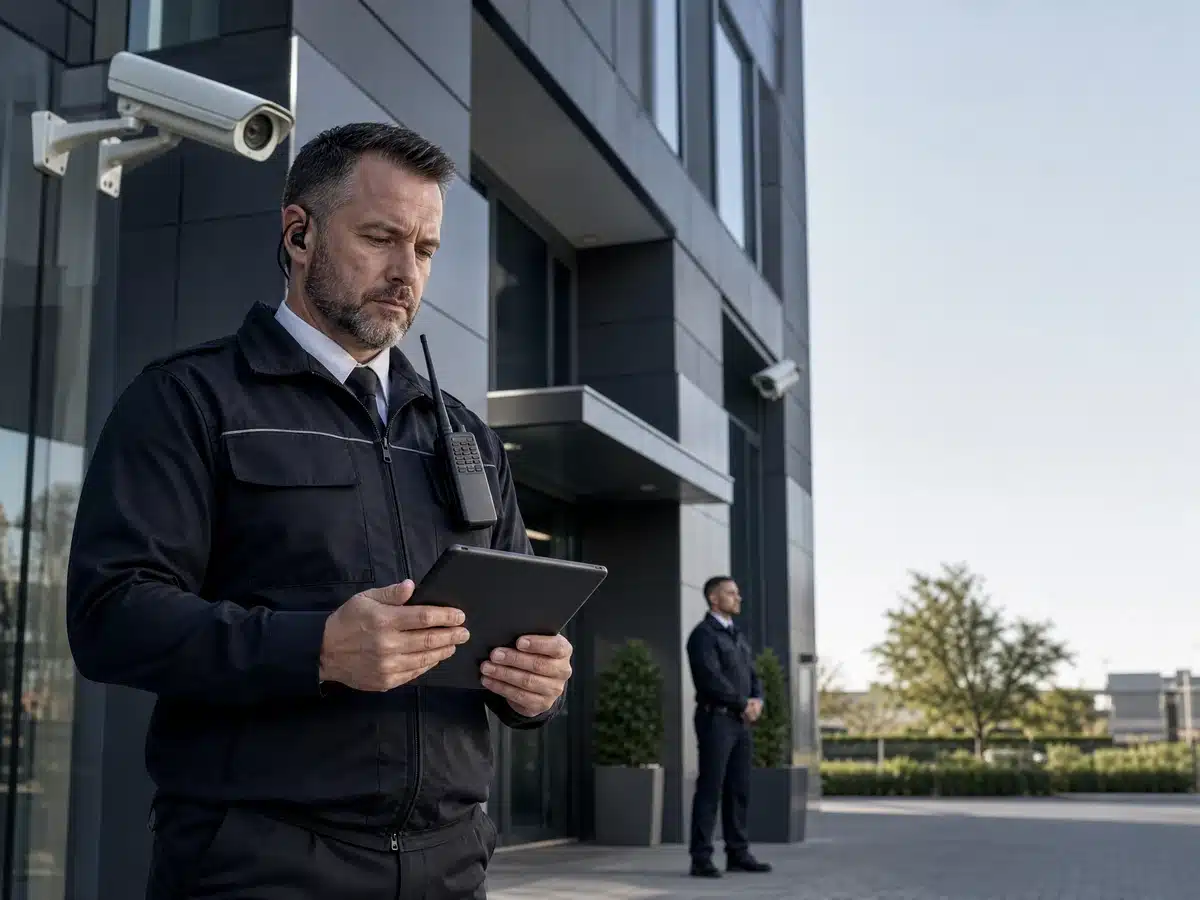 Professional CCTV monitoring security supervisor