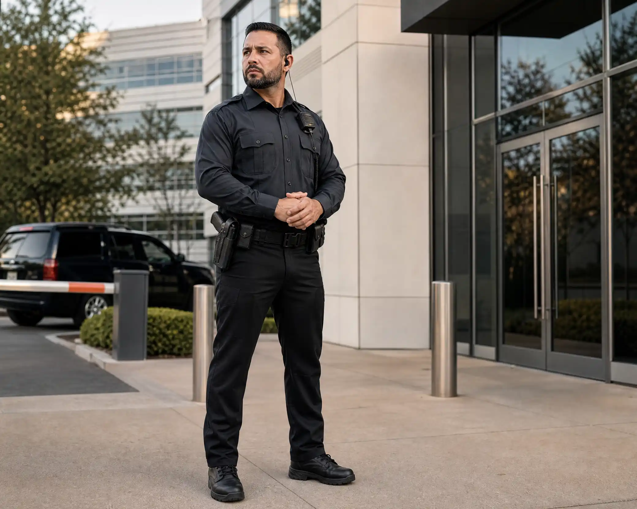 Professional armed security guard on duty