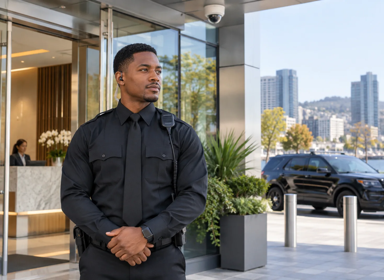 Professional guard providing commercial security services