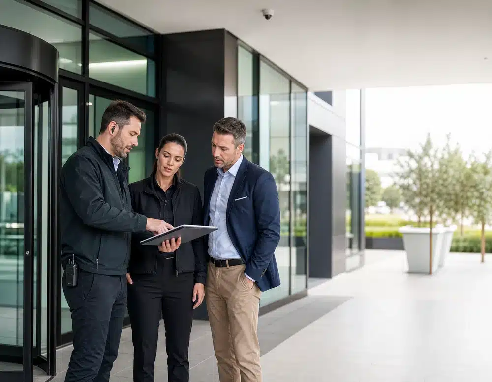 Professional team performing security consultation assessment
