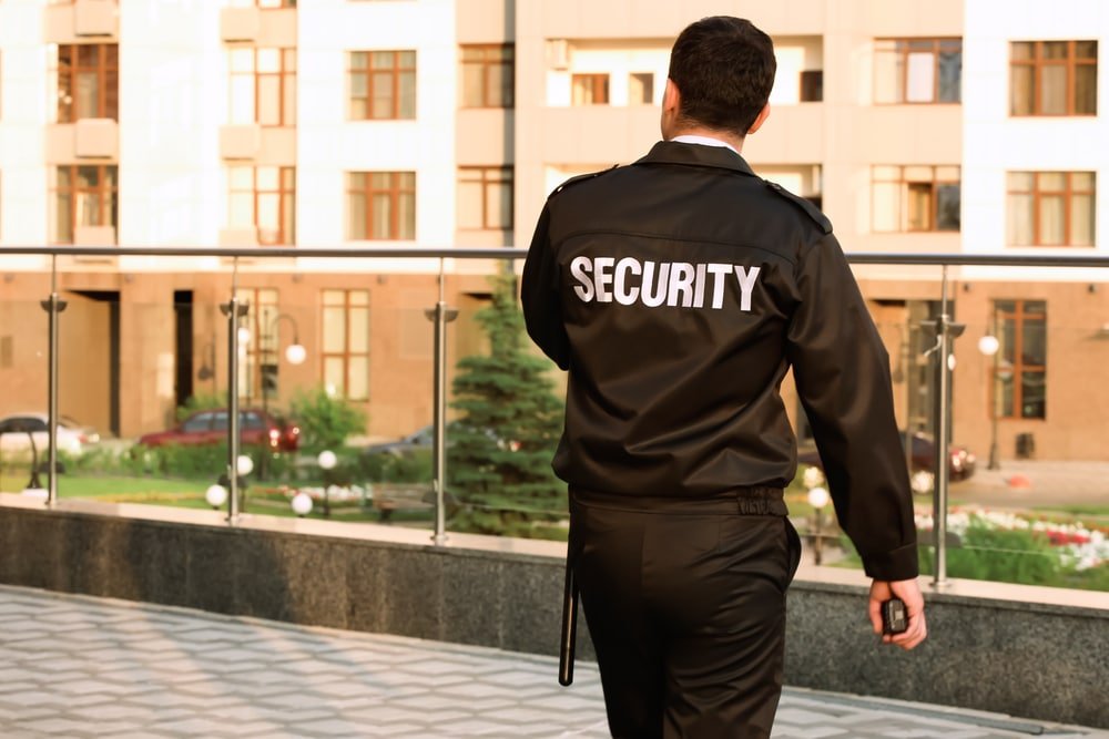 Unarmed security guards protecting a business property