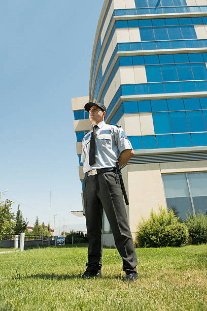 Unarmed security guards assessing suspicious activity