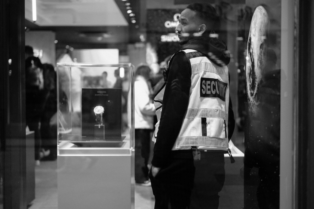 unarmed security guards observing suspicious activity