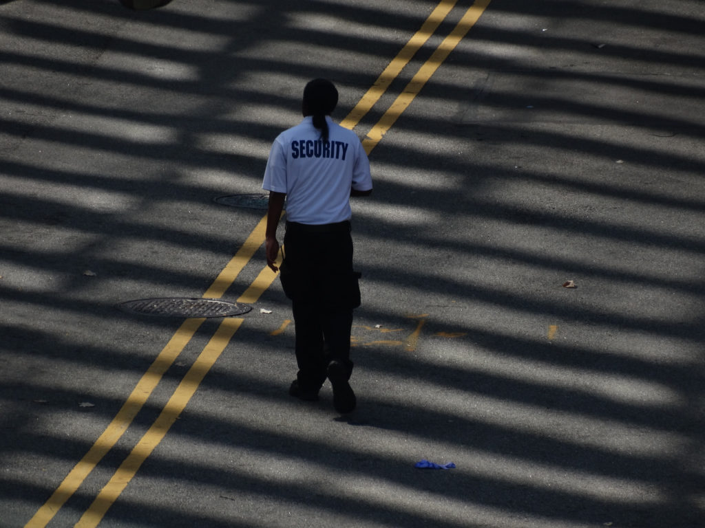 professional unarmed security guards protecting business property