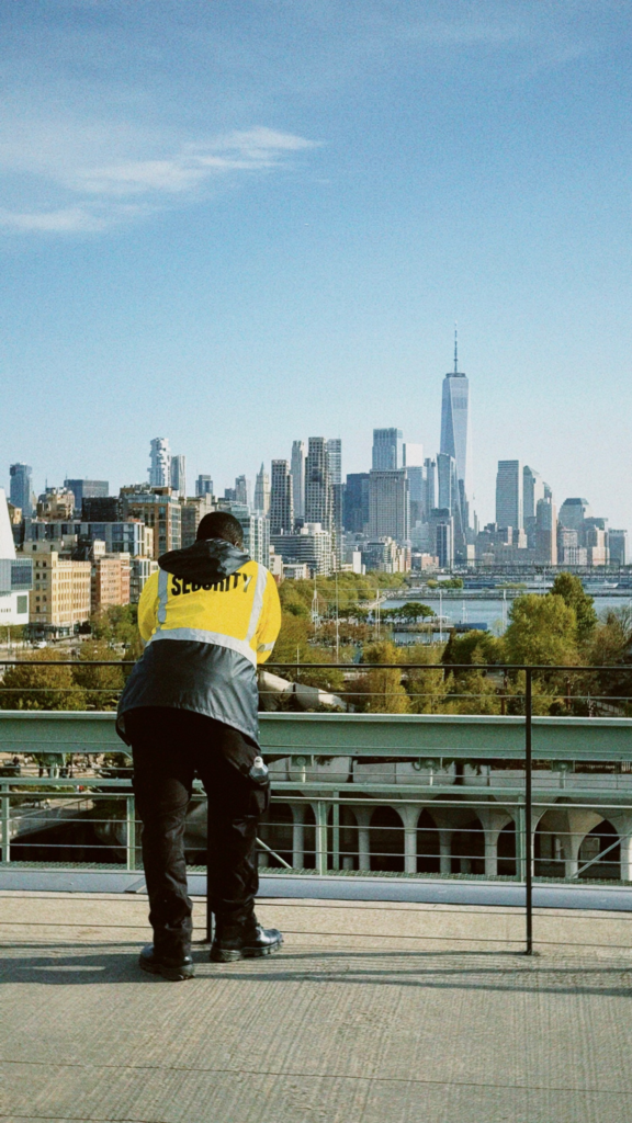 Armed security guard protecting a commercial property from security threats